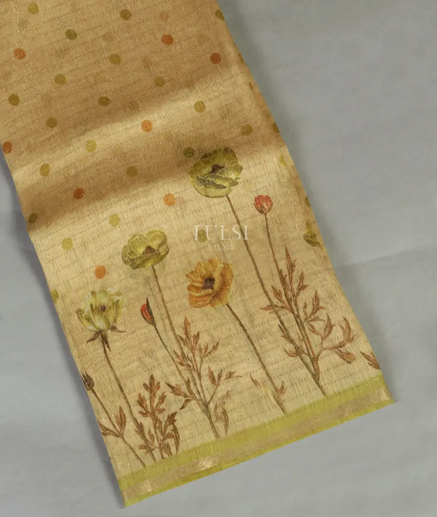 Beige Linen Printed Saree T473893-image