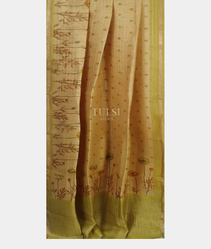 Beige Linen Printed Saree T4738932