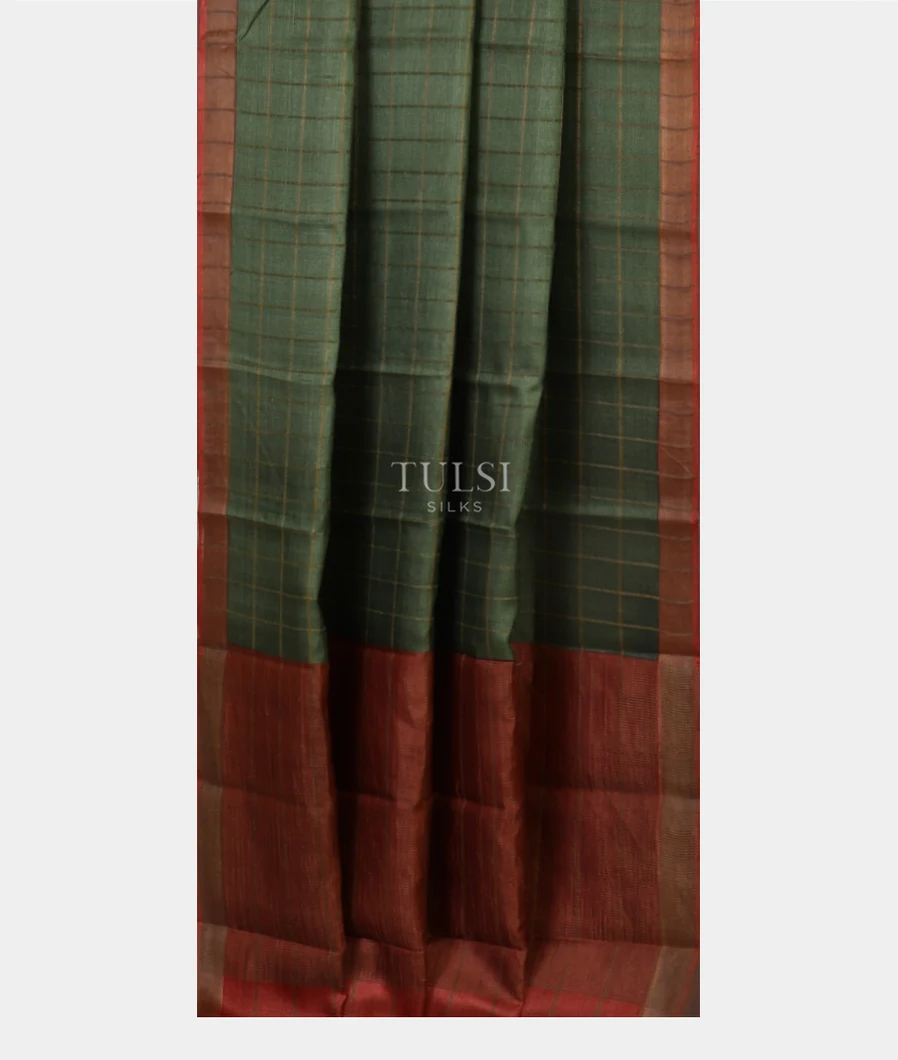 Green Woven Tussar Saree  T4772932