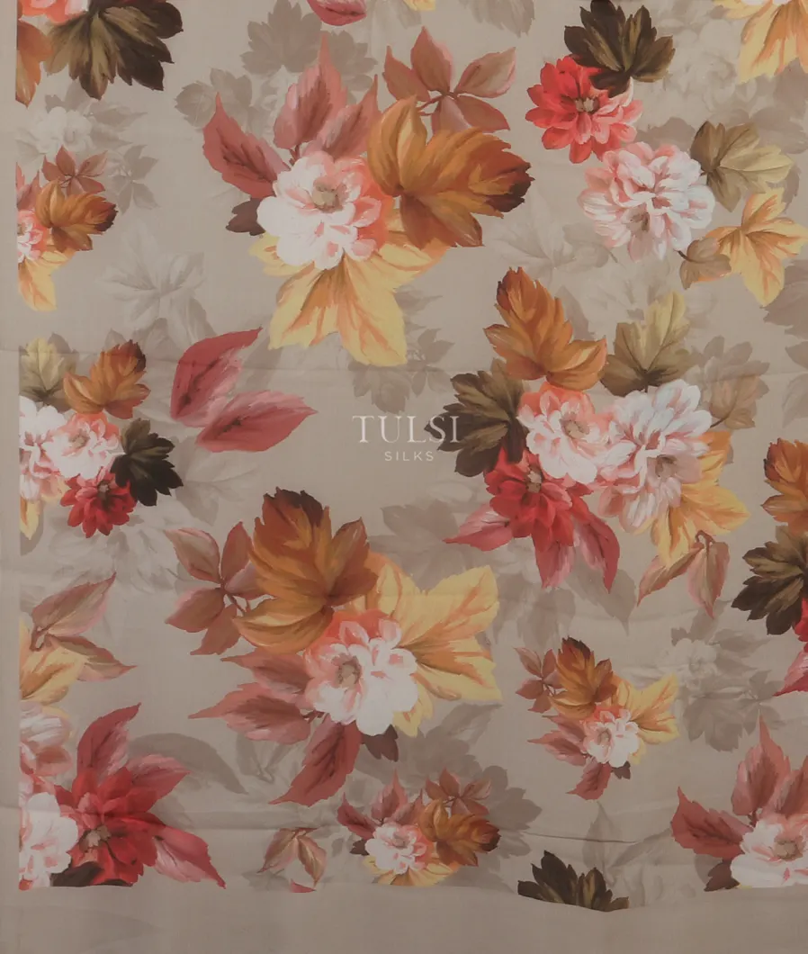 Grey Chiffon Silk Saree T4542364