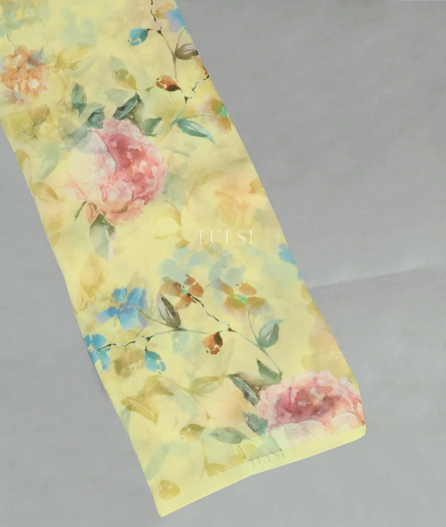 Yellow Chiffon Silk Saree T469954-image