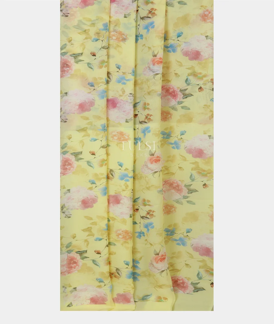 Yellow Chiffon Silk Saree T4699542