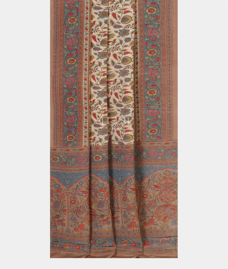 Off - White Crepe Silk Saree T4736752