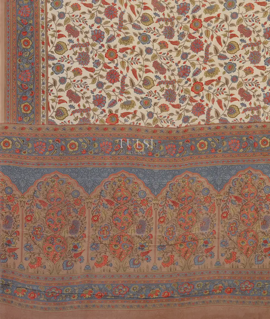 Off - White Crepe Silk Saree T4736754