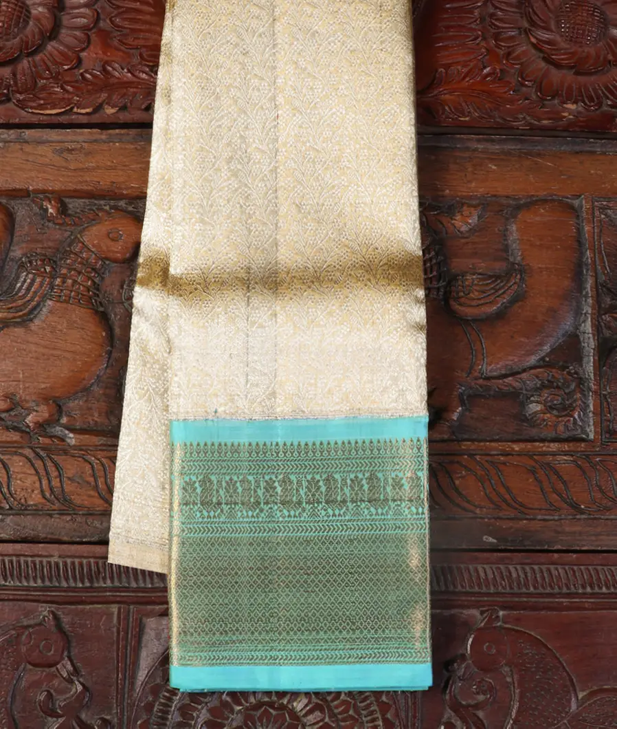 Gold Handwoven Kanjivaram Tissue Silk Kids Pavadai T432459-image