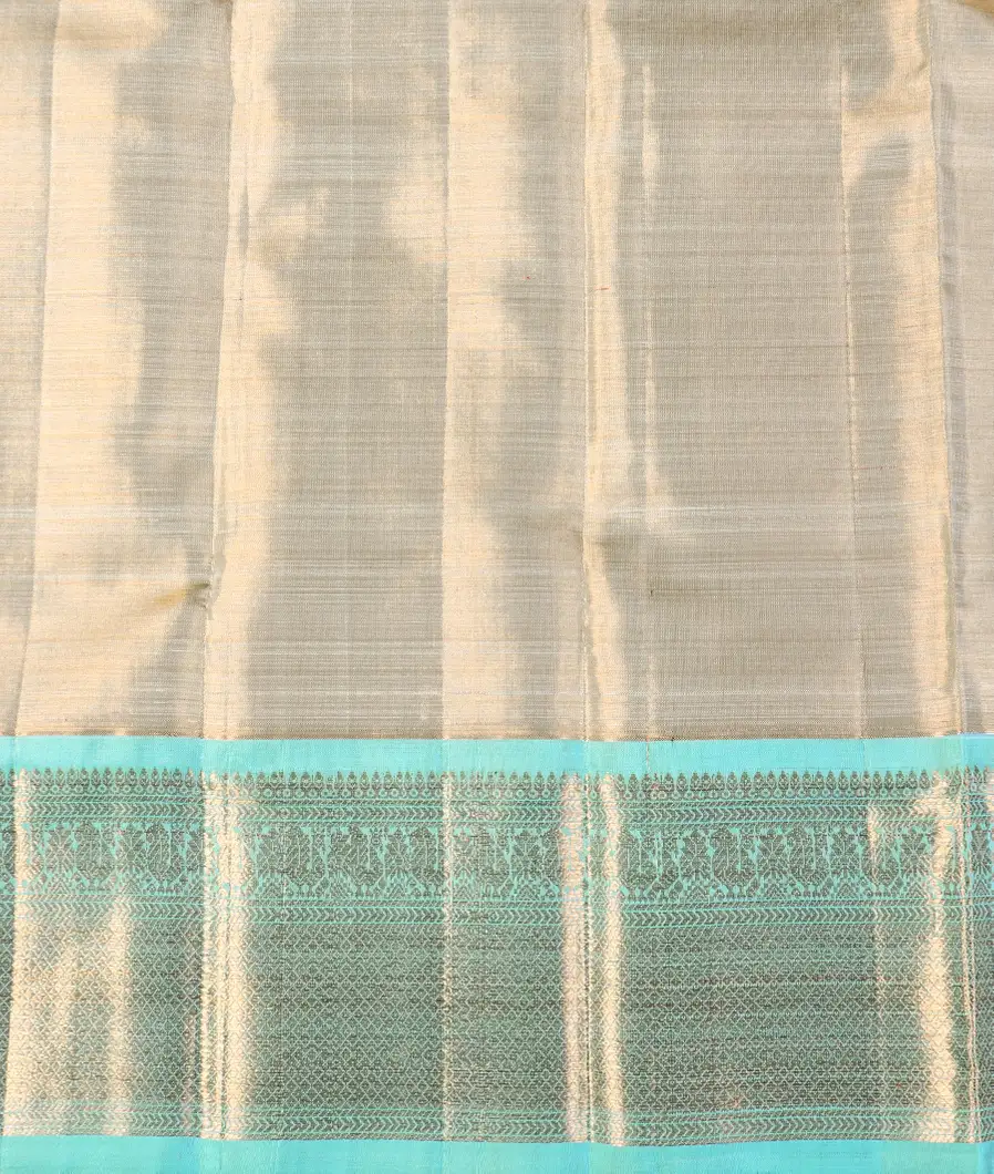 Gold Handwoven Kanjivaram Tissue Silk Kids Pavadai T4324592