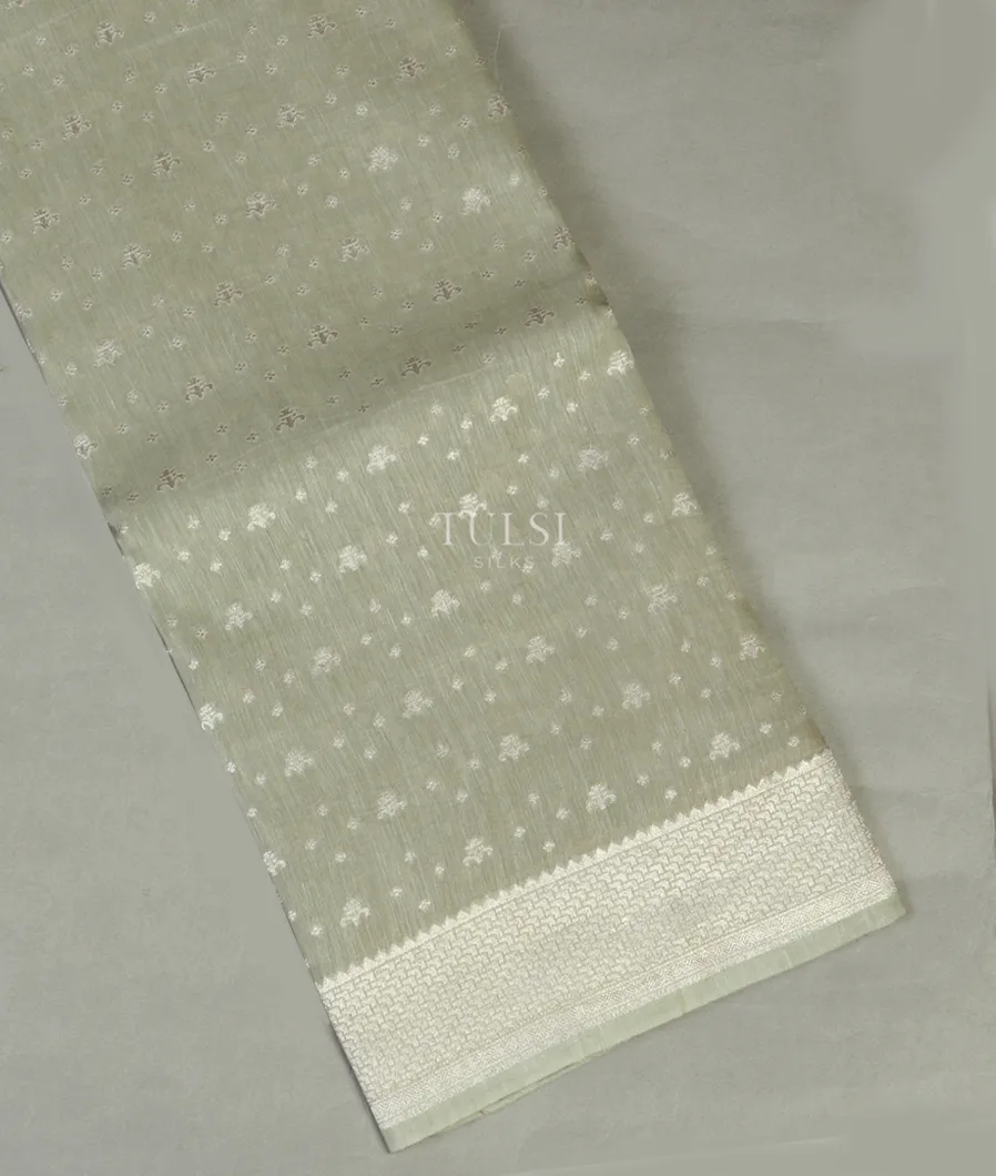 Green Banaras Linen Saree T477598-image