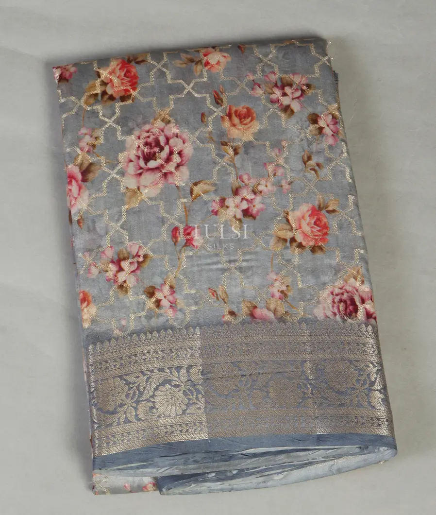 Bluish Grey Chaniya Silk Saree T469299-image