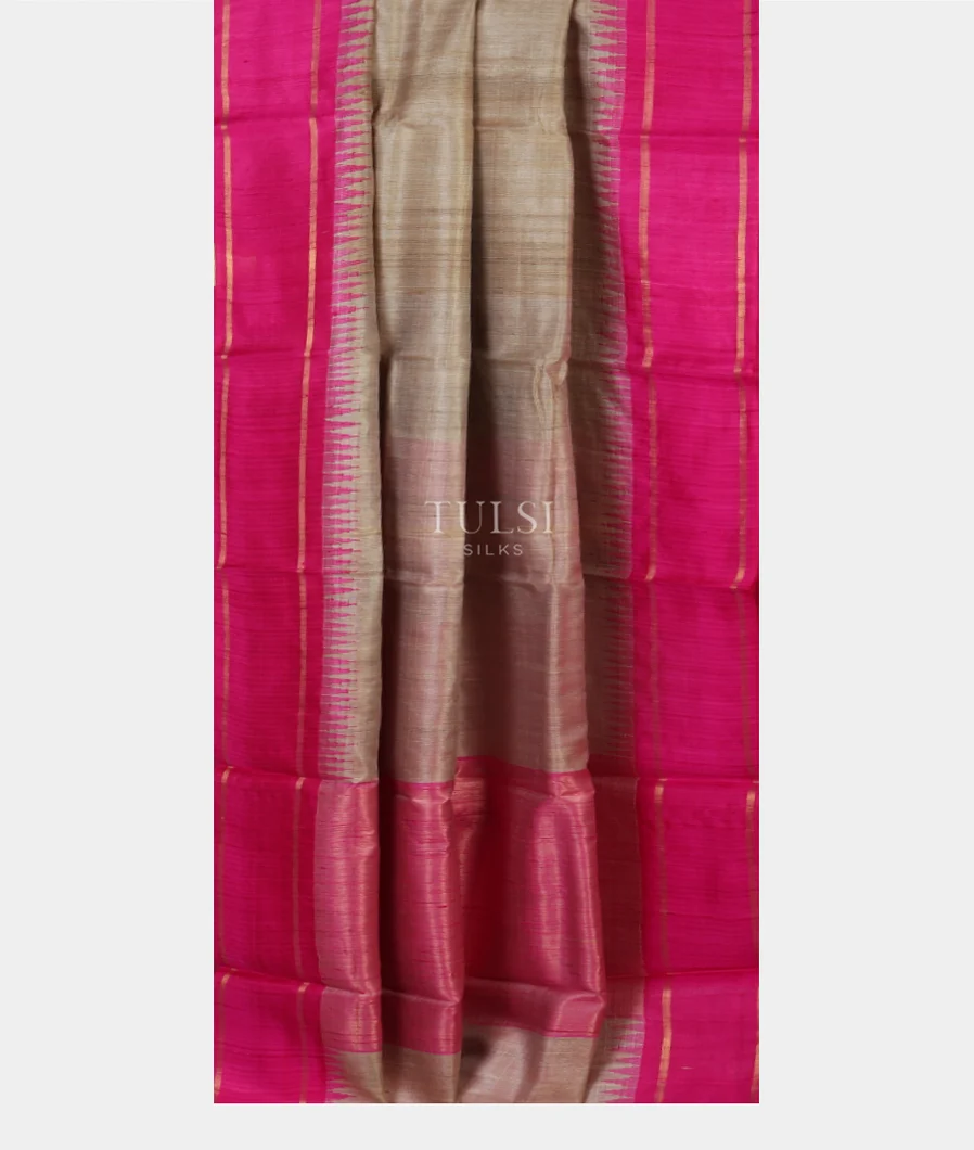 Beige woven Tussar Saree T4753882