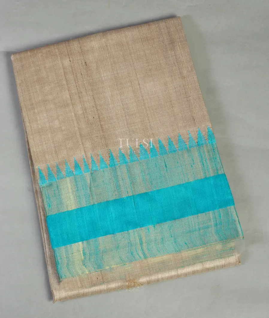 Beige Woven Tussar Saree T475393-image