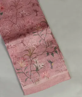 Pink Linen Printed Saree T4740841