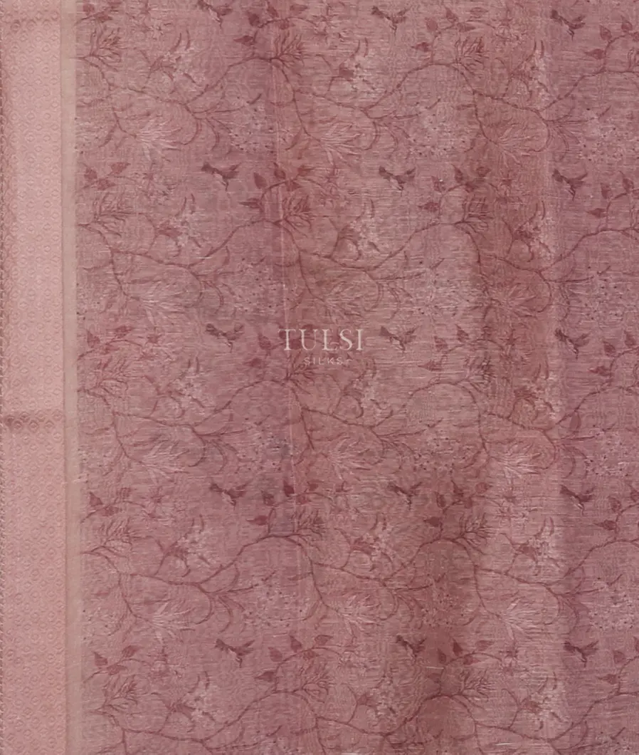 Pink Linen Printed Saree T4740843