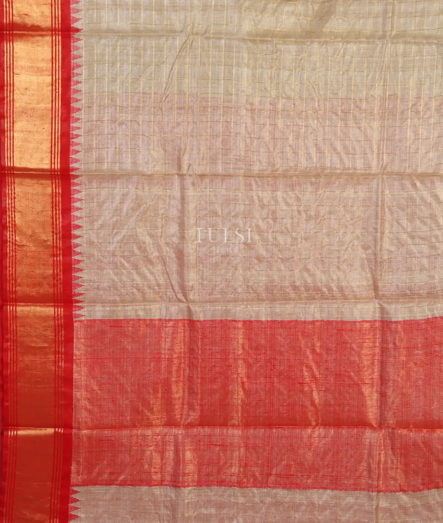 Beige  Woven Tussar Saree T4753964