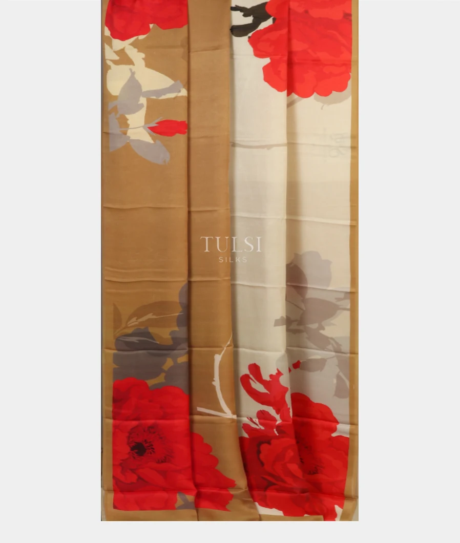 Brown Satin Crepe Silk Saree T3957452