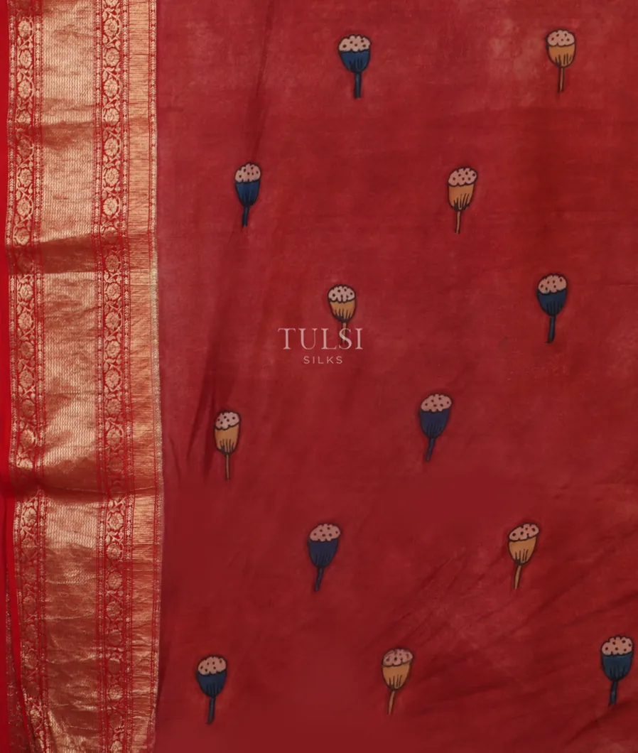 Beige Mysore Crepe Kalamkari Handpainted Saree T4770053