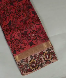 Red Soft Silk Kalamkari Handpainted Saree T3233151