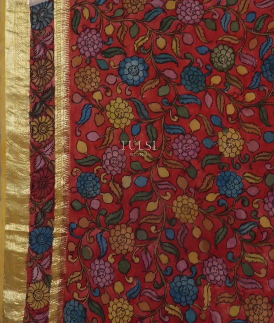 Grey Kanjivaram Kalamkari Handpainted Saree T4608103