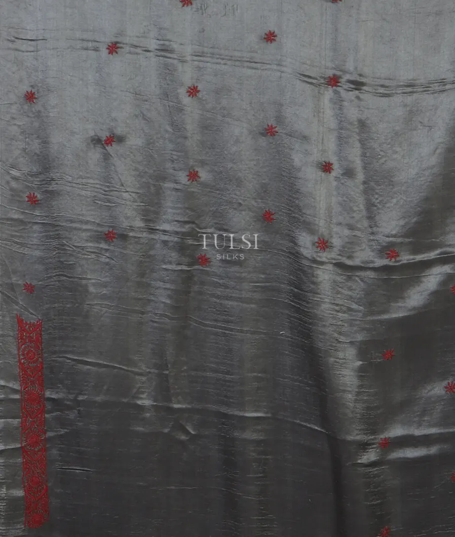 Grey Satin Gajji Silk Saree T4567493