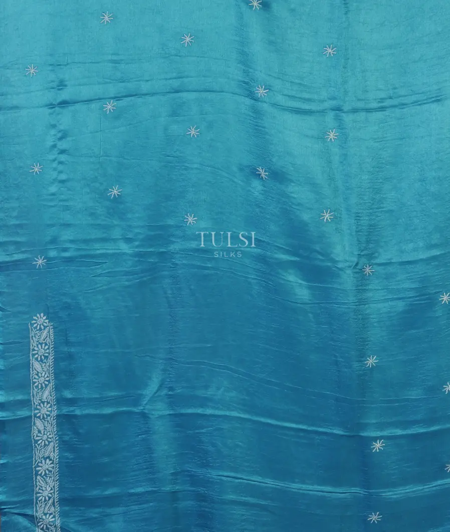 Blue Satin Gajji Silk Saree T4567513