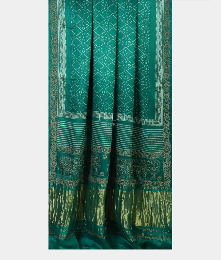 Green Satin Gajji Silk Saree T4567472