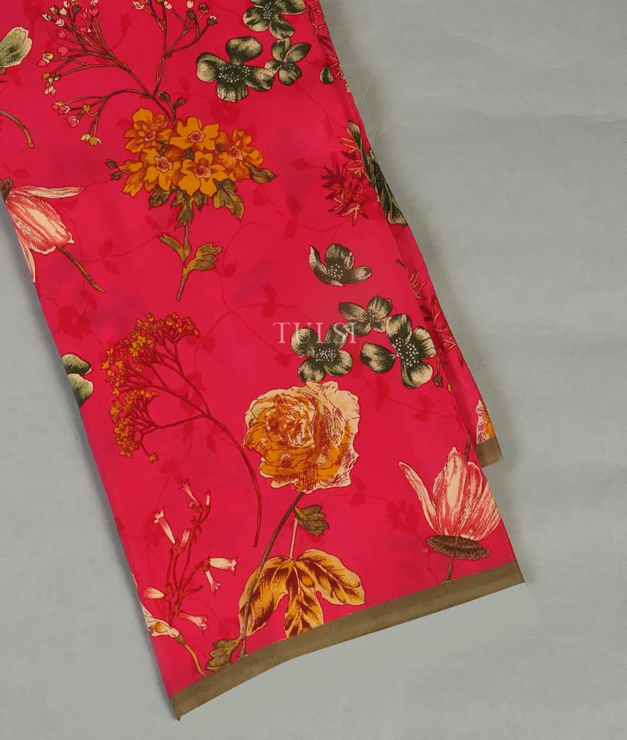 Magenta Satin Crepe Silk Saree T434442-image