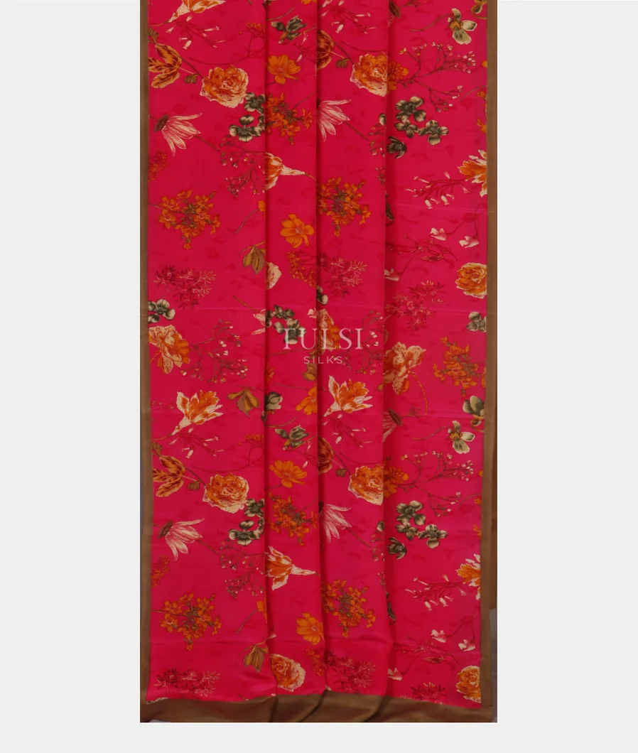 Magenta Satin Crepe Silk Saree T4344422