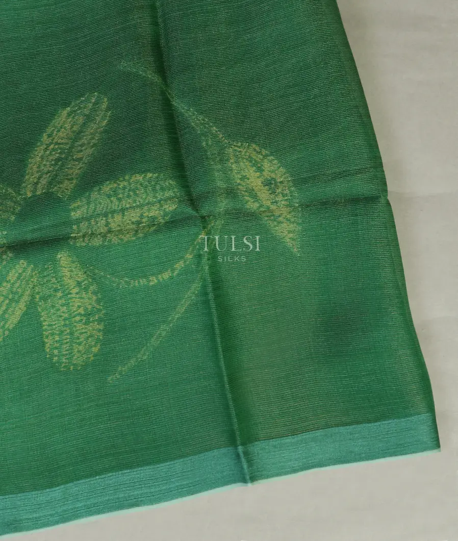 Green Tissue Tussar Printed Saree T477590-image