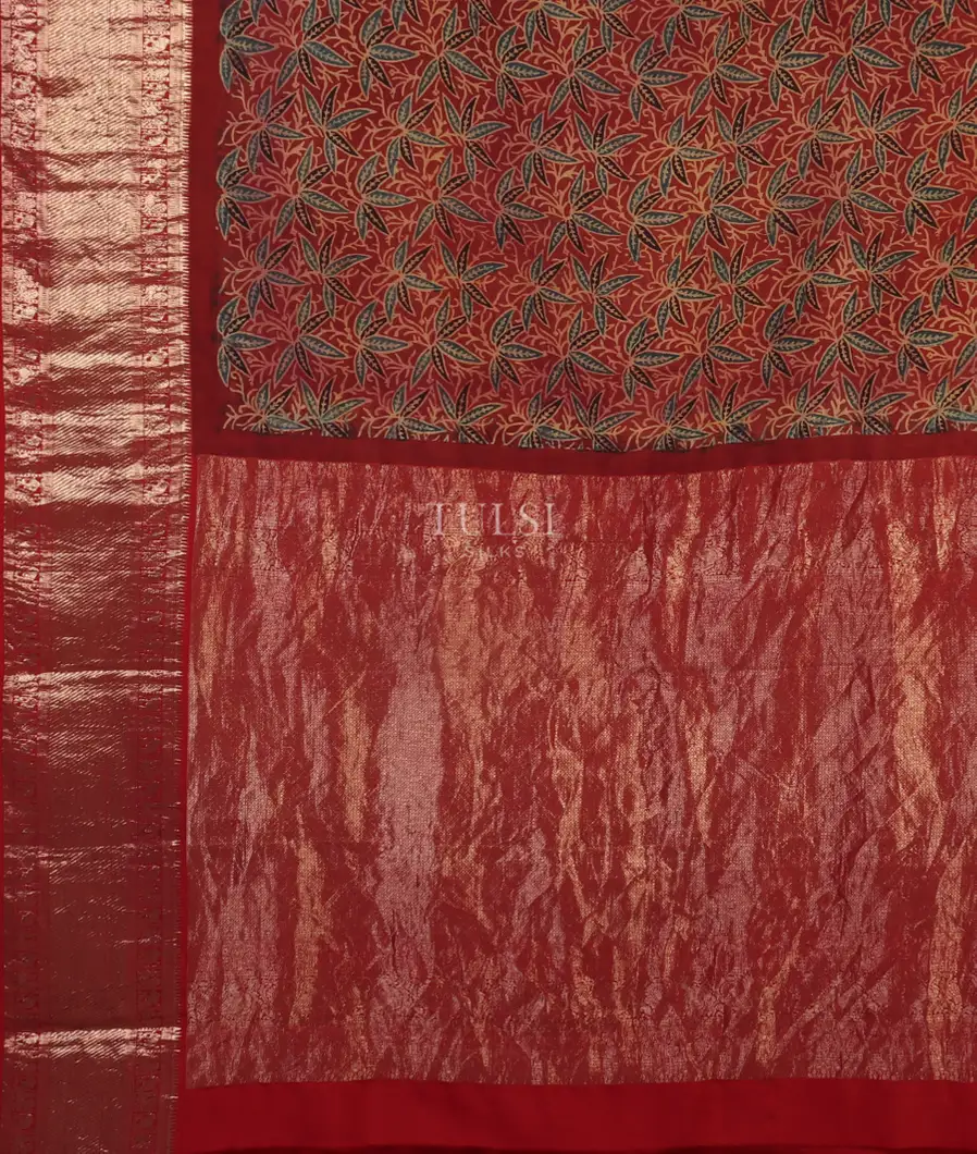 Maroon Ajrakh Silk With Kanjivaram Border T3357544