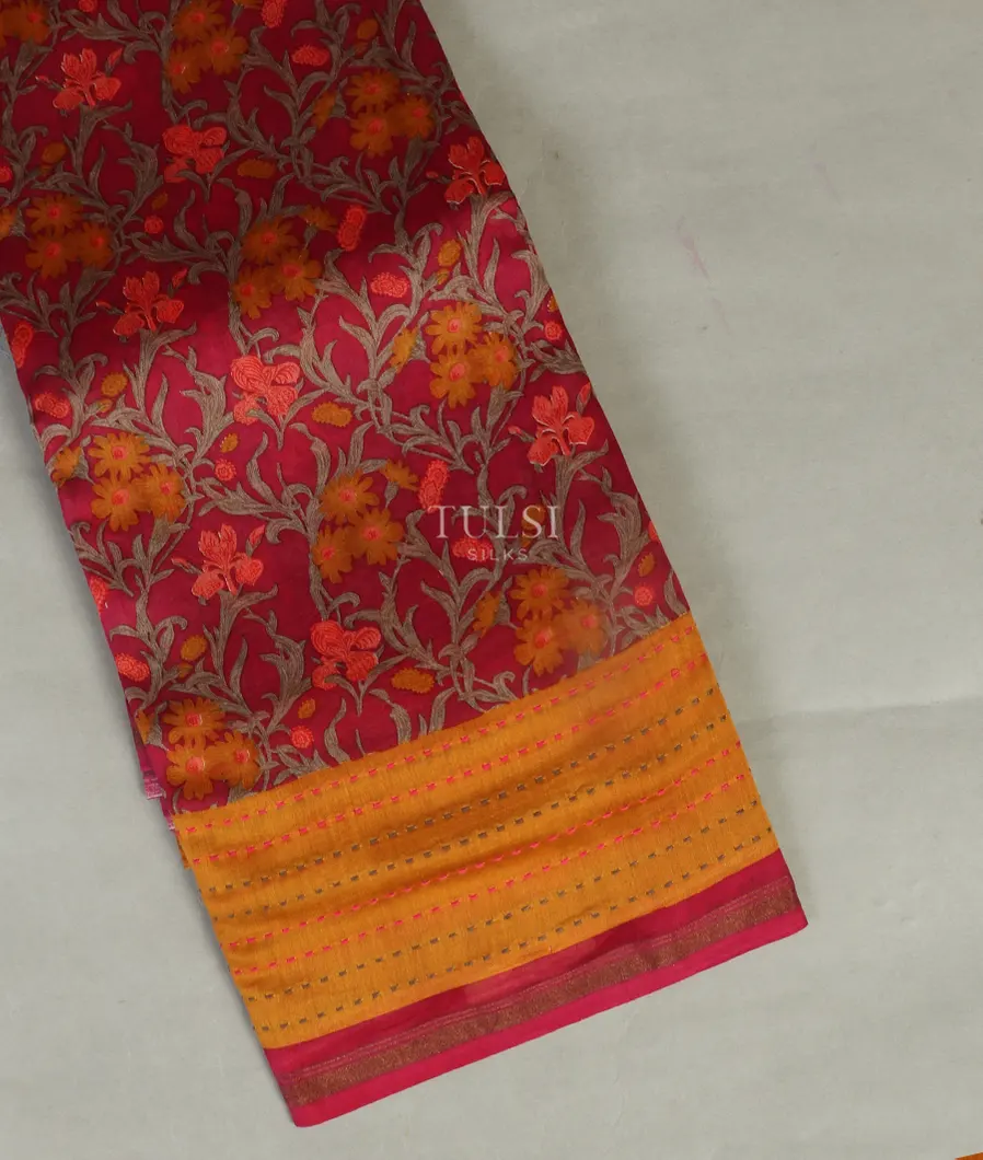 Maroon Soft Printed Cotton Saree T433530-image