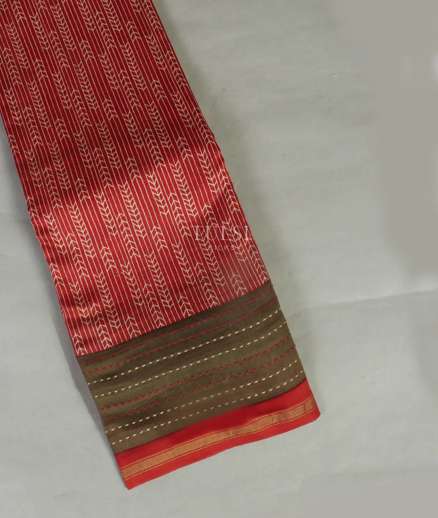 Red Soft Printed Cotton Saree T452611-image