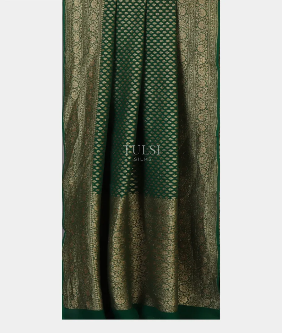 Bottle Green Banaras Georgette Silk Saree T4476622