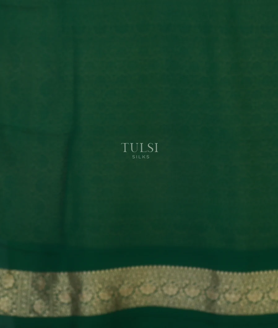 Bottle Green Banaras Georgette Silk Saree T4476623
