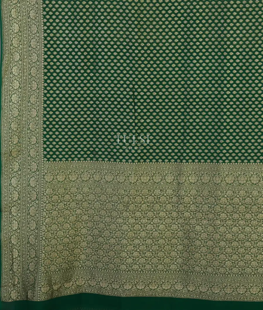 Bottle Green Banaras Georgette Silk Saree T4476624