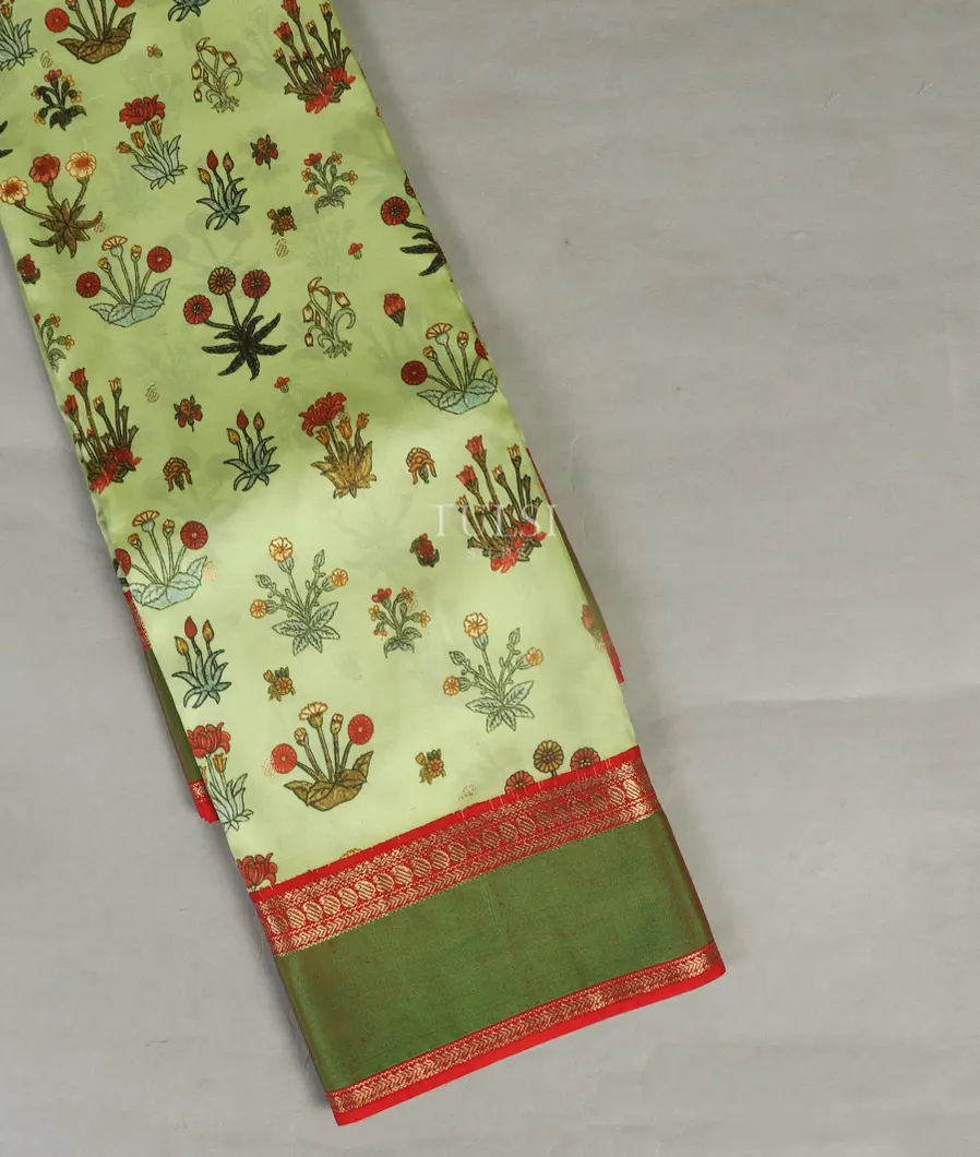 Green Printed Soft Silk Saree T463119-image