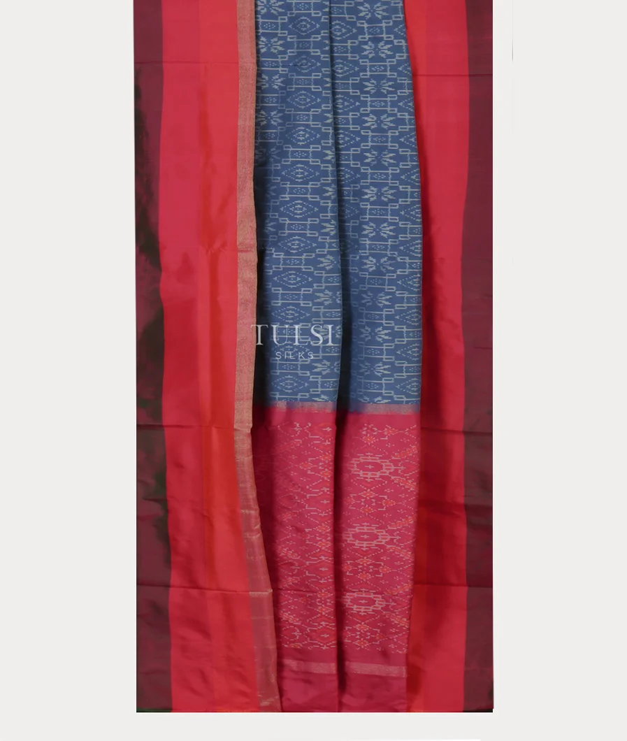 Blue Ikat Silk Saree T4648132