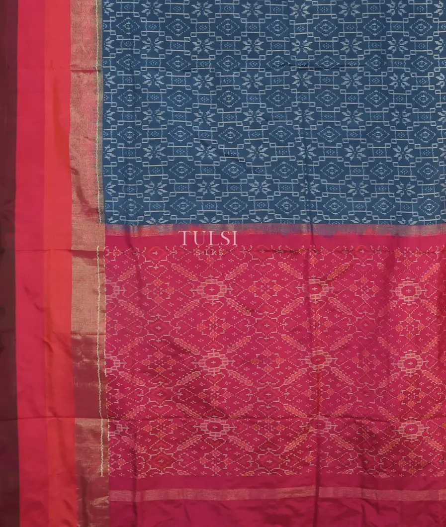 Blue Ikat Silk Saree T4648134