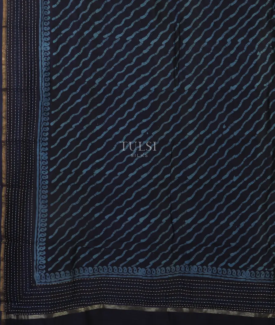 Blue Soft Printed Cotton Saree T4335694