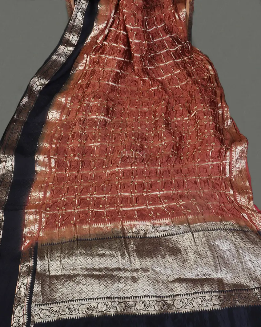 Rust Bandhani Gajji Silk Saree T4773282