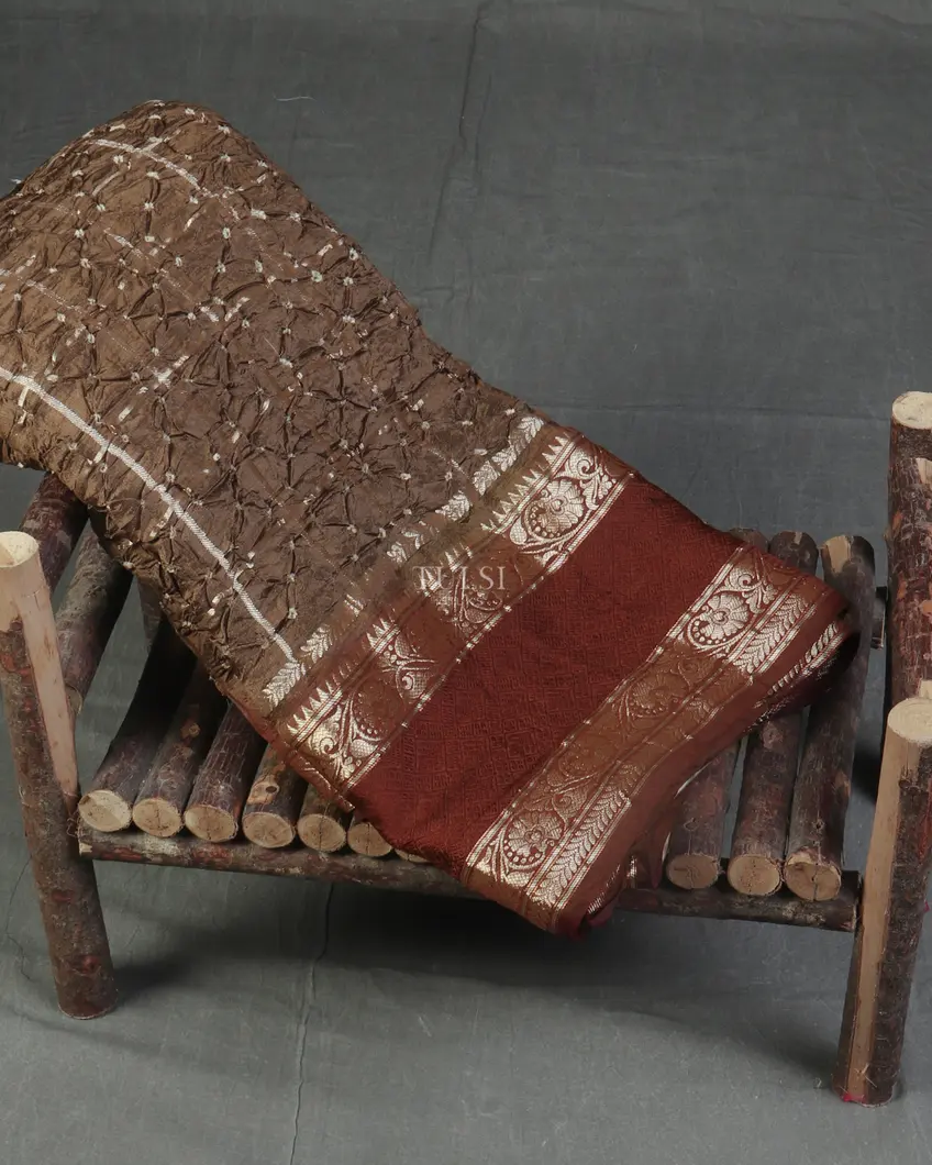 Brown Bandhani Gajji Silk Saree T477320-image
