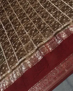 Brown Bandhani Gajji Silk Saree T4773204