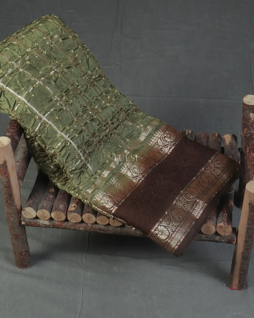 Green Bandhani Gajji Silk Saree T477321-image