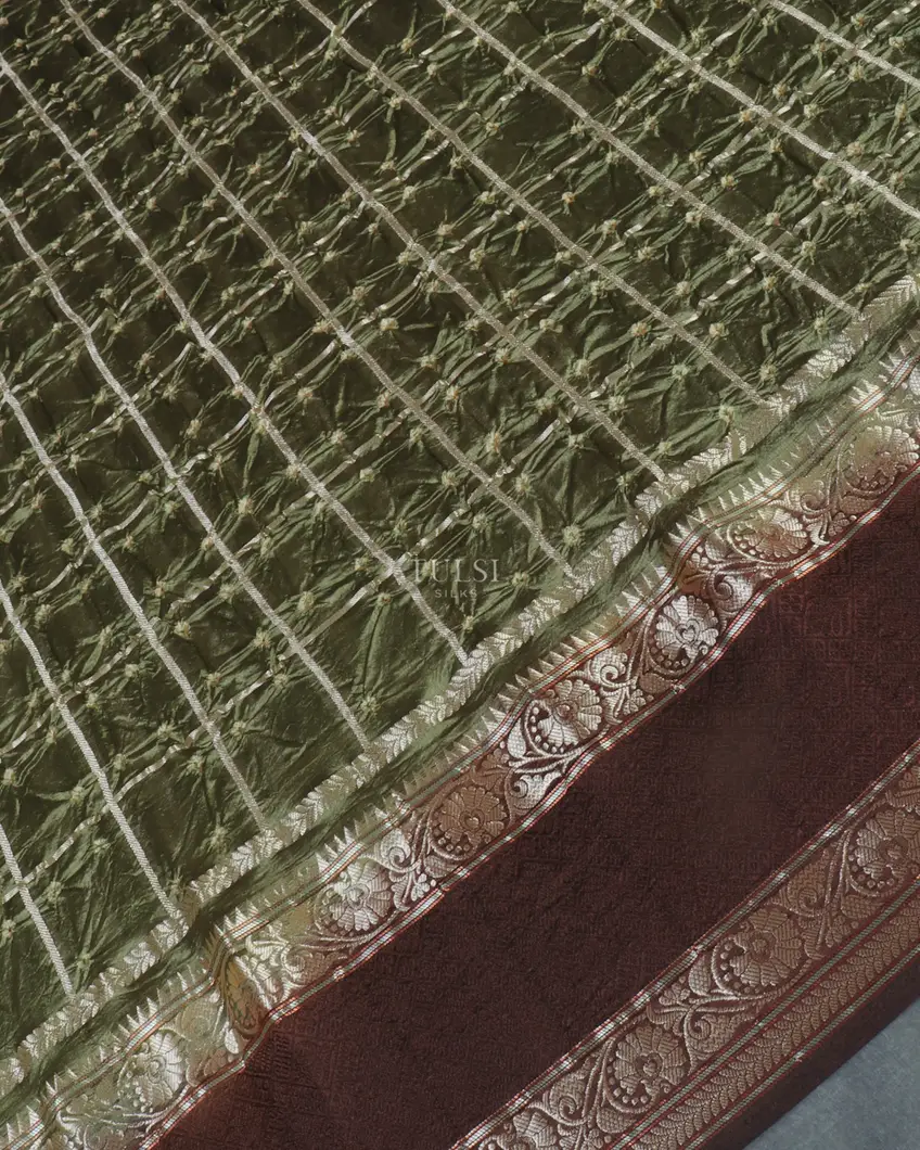 Green Bandhani Gajji Silk Saree T4773214