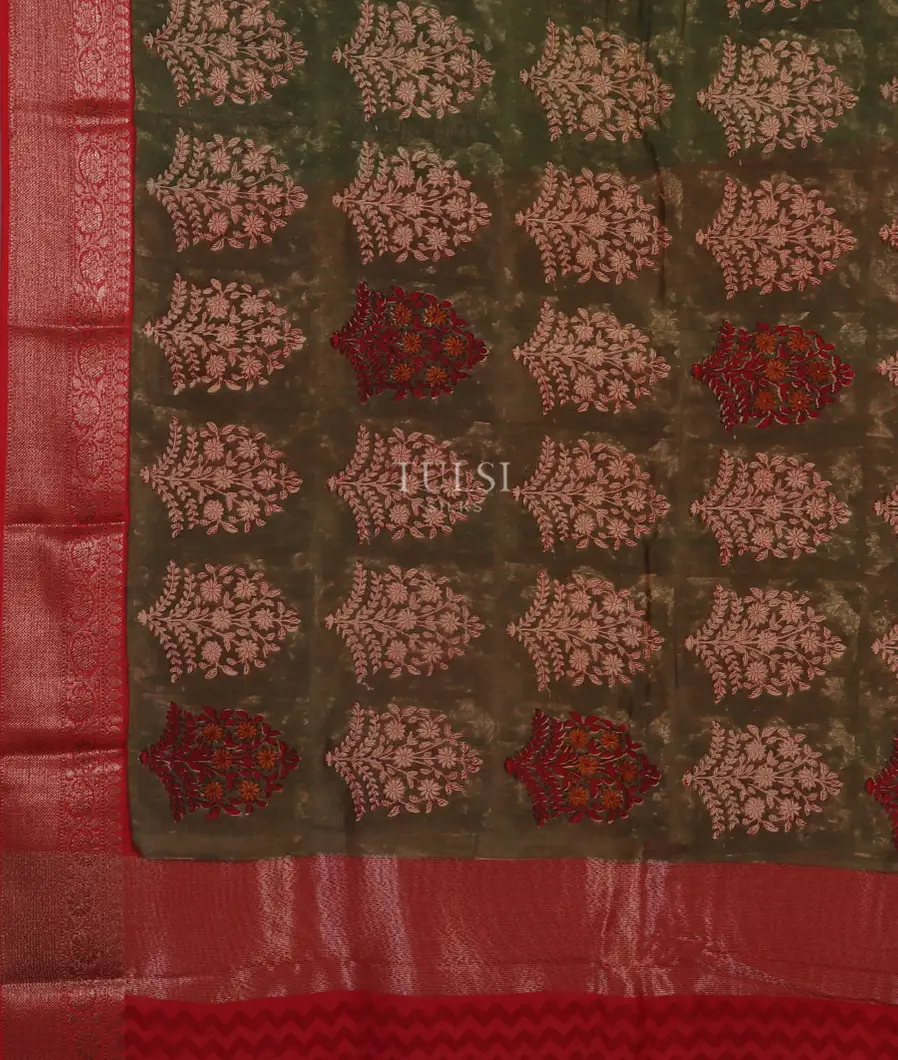 Green Soft Printed Cotton Saree T4776224