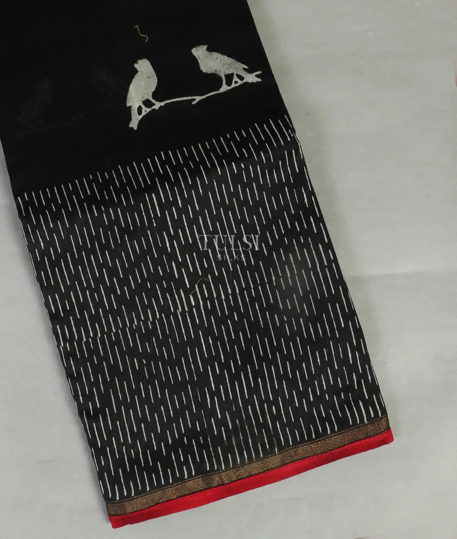 Black Chanderi Cotton Saree T476281-image