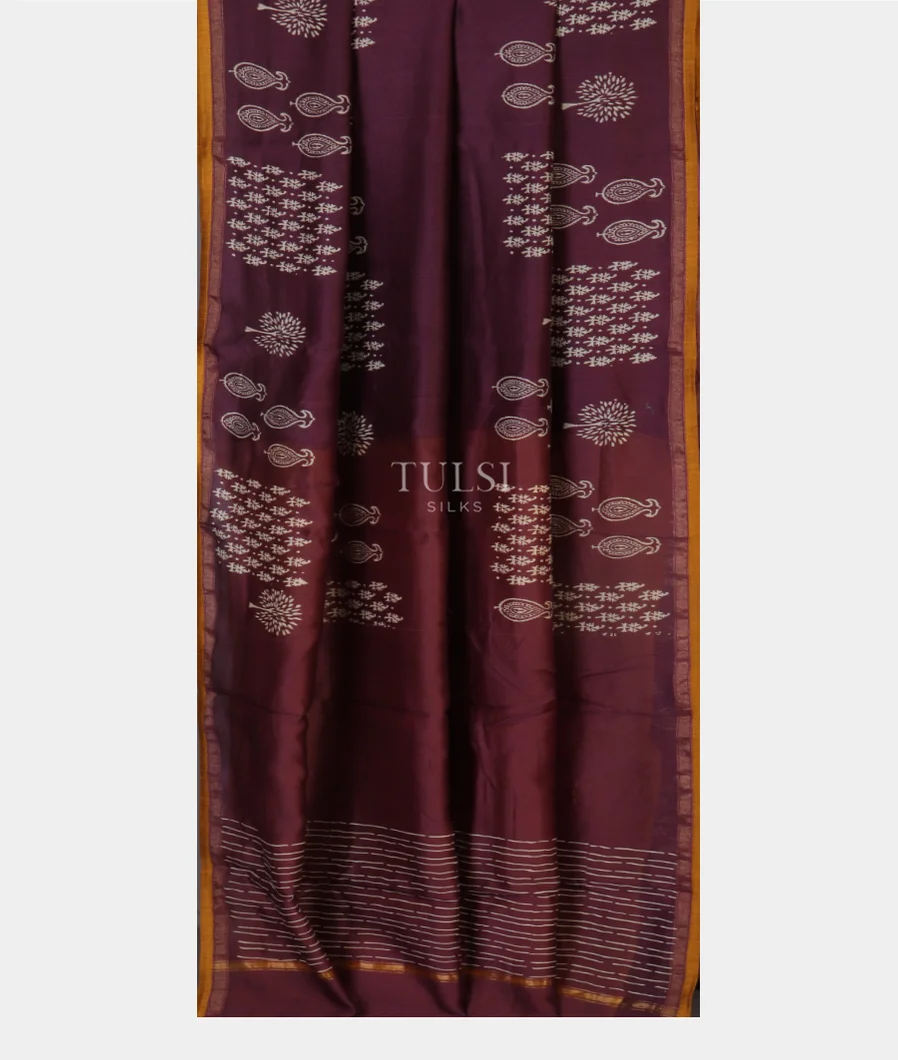 Burgundy Chanderi Cotton Saree T4762972