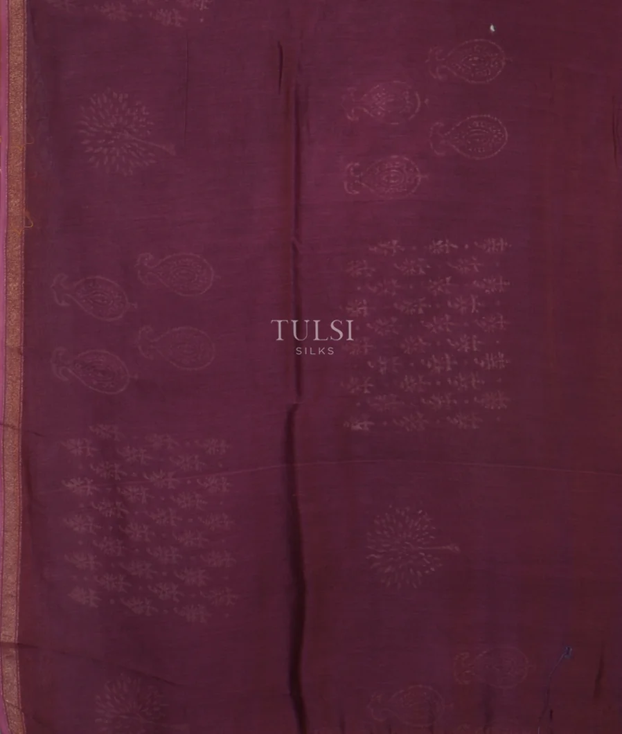 Burgundy Chanderi Cotton Saree T4762973