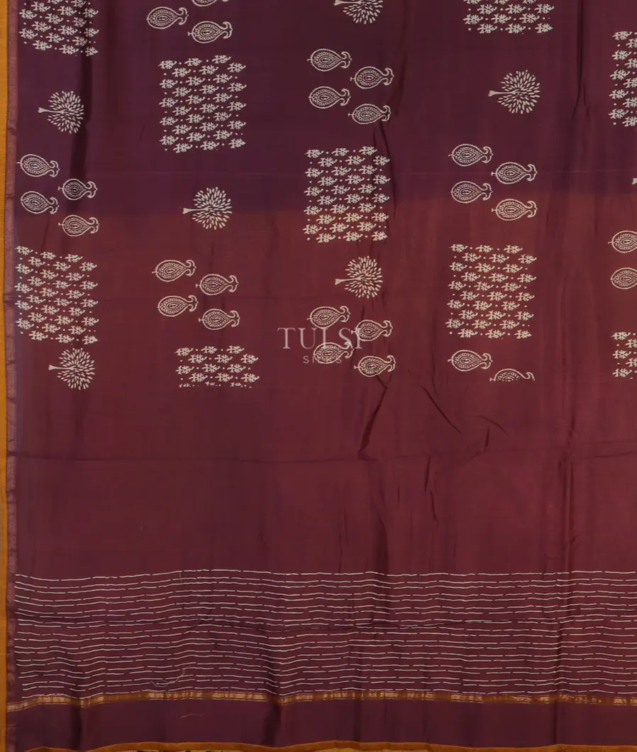 Burgundy Chanderi Cotton Saree T4762974