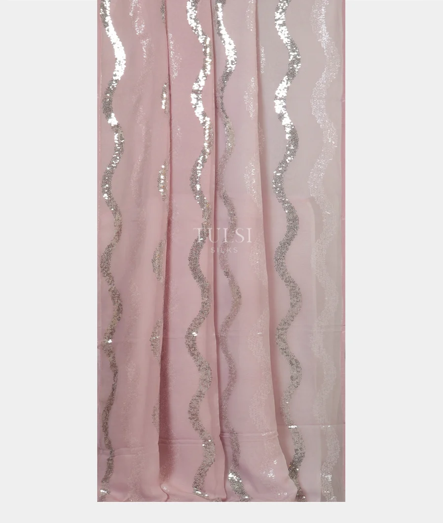 Light Lavender Georgette Silk Embroidery Saree T4690812