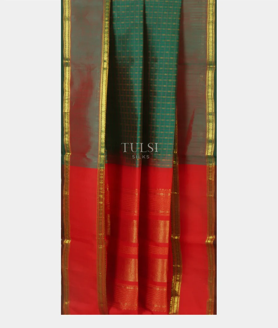 Peacock Green Silk Cotton Saree T4603272