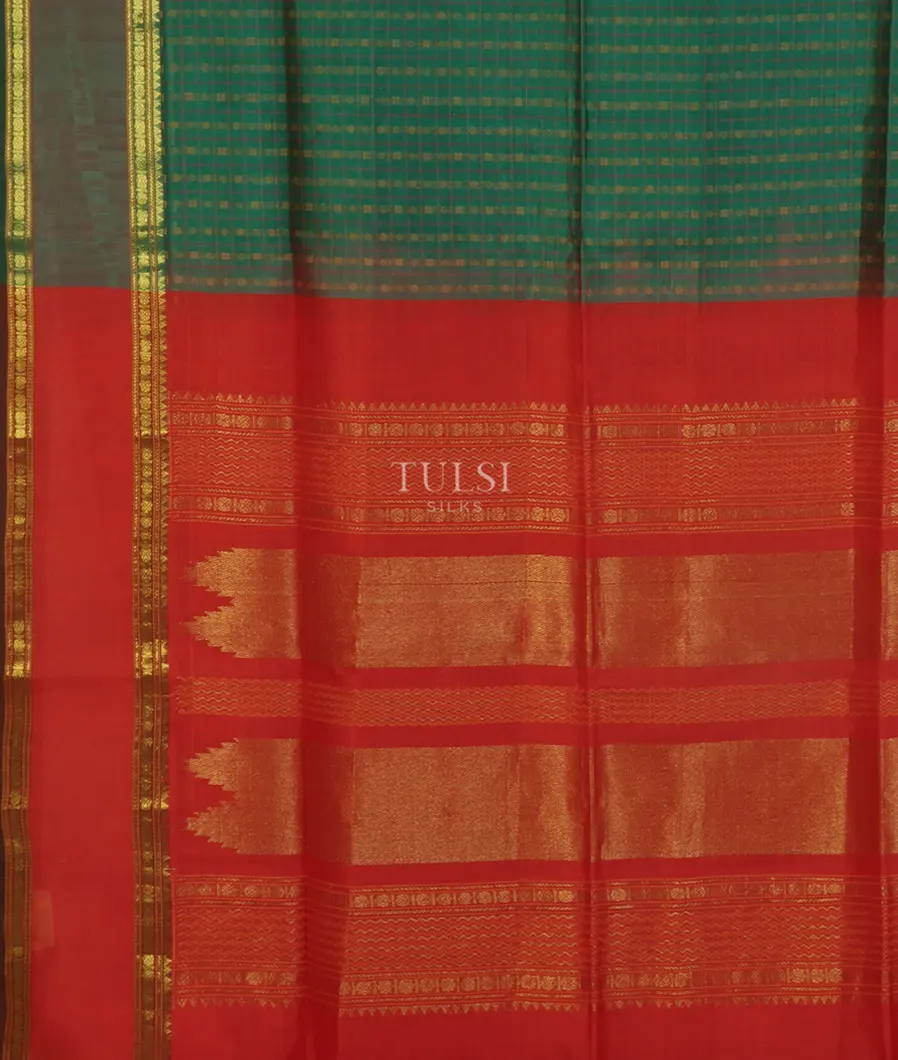 Peacock Green Silk Cotton Saree T4603274